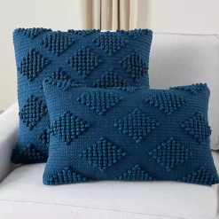 Sale Navy Woven Diamonds Lumbar Pillow Pillows