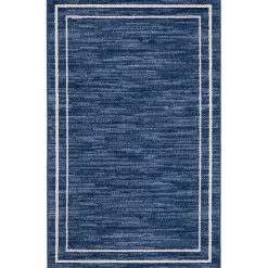 Kirklands Home Outdoor Rugs|Navy Bordered Indoor/Outdoor Accent Rug, 2x4 Blue