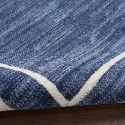 Kirklands Home Outdoor Rugs|Navy Bordered Indoor/Outdoor Accent Rug, 2x4 Blue