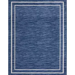 Kirklands Home Outdoor Rugs|Navy Bordered Indoor/Outdoor Area Rug, 8x10 Blue