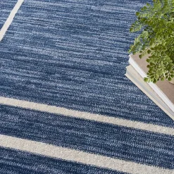 Kirklands Home Outdoor Rugs|Navy Bordered Indoor/Outdoor Area Rug, 8x10 Blue