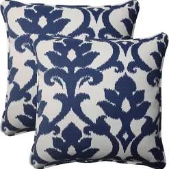 Kirklands Home Outdoor Cushions & Pillows|Navy Bosco Outdoor Pillows, Set of 2 Blue