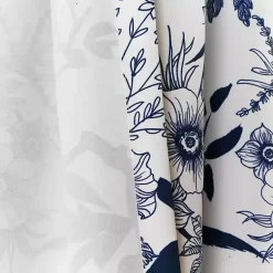 Kirklands Home Curtains & Drapes|Navy Botanical Garden Curtain Panel Set, 95 in. Blue