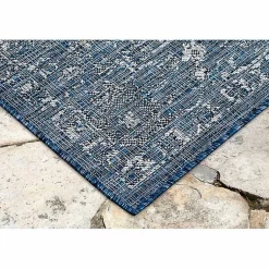 Kirklands Home Outdoor Rugs|Navy Botanical Hannah Indoor/Outdoor Rug, 4x7 Blue