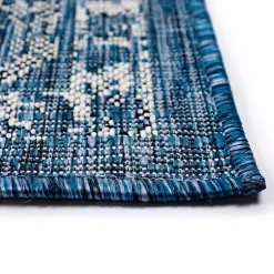 Kirklands Home Outdoor Rugs|Navy Botanical Hannah Indoor/Outdoor Rug, 7x9 Blue