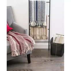 New Navy Braided Stripe Throw Blankets & Throws