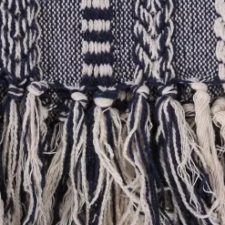 New Navy Braided Stripe Throw Blankets & Throws