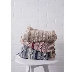 New Navy Braided Stripe Throw Blankets & Throws