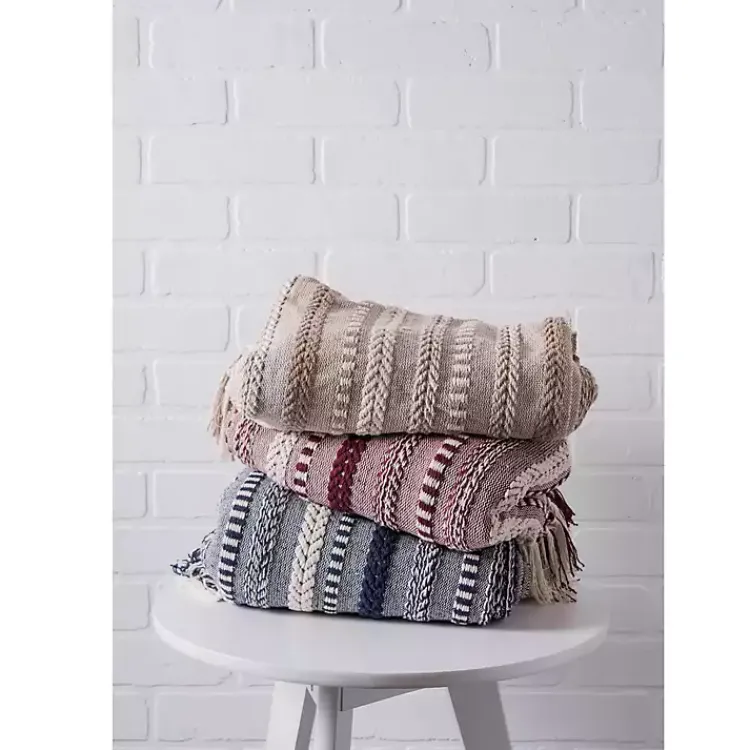 New Navy Braided Stripe Throw Blankets & Throws