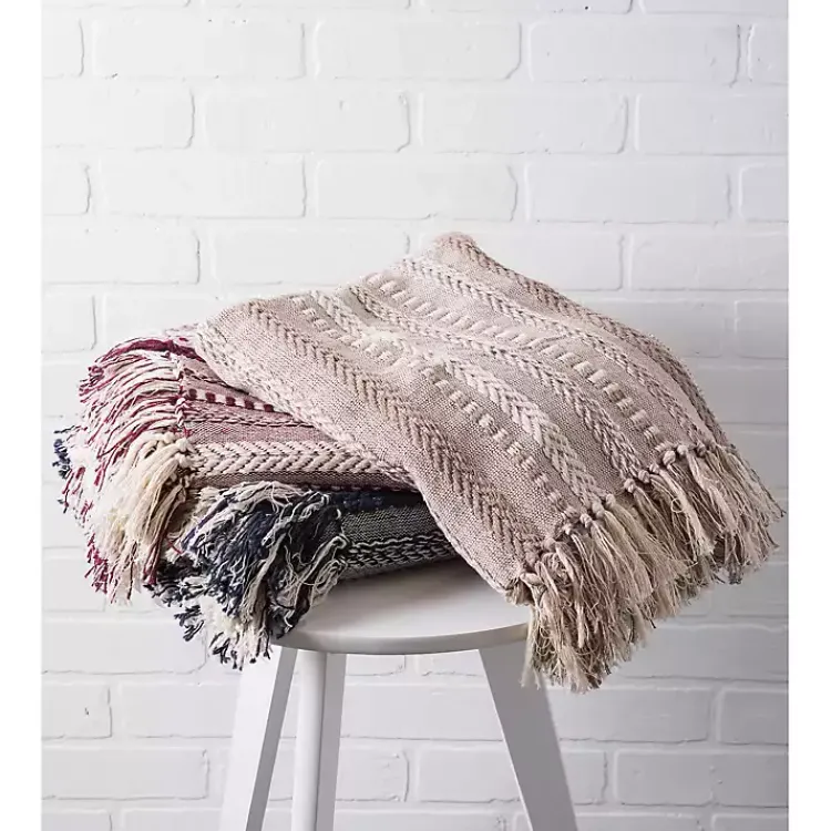 New Navy Braided Stripe Throw Blankets & Throws