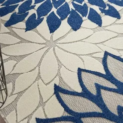 Kirklands Home Outdoor Rugs|Navy Bright Floral Burst Outdoor Area Rug, 7x10