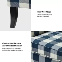 Kirklands Home Accent Chairs|Navy Buffalo Check Upholstered Armchair Blue