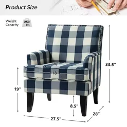 Kirklands Home Accent Chairs|Navy Buffalo Check Upholstered Armchair Blue