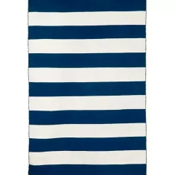 Kirklands Home Outdoor Rugs|Navy Cabana Stripe Indoor/Outdoor Area Rug, 3x5