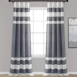 Kirklands Home Curtains & Drapes|Navy Cape Cod Stripe Curtain Panel Set, 84 in.