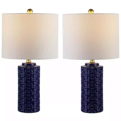 Kirklands Home Table Lamps|Navy Ceramic Motif Table Lamps, Set of 2 Blue