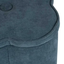 Kirklands Home Benches & Ottomans|Navy Chenille Flower Storage Ottoman Blue