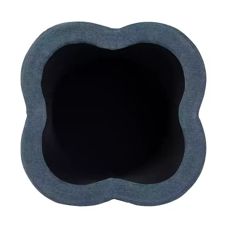 Kirklands Home Benches & Ottomans|Navy Chenille Flower Storage Ottoman Blue