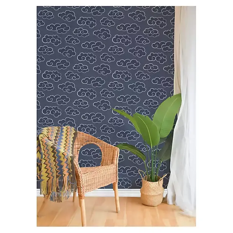 Kirklands Home Wall Murals & Wallpaper|Navy Cloudy Skies Peel & Stick Wallpaper Blue