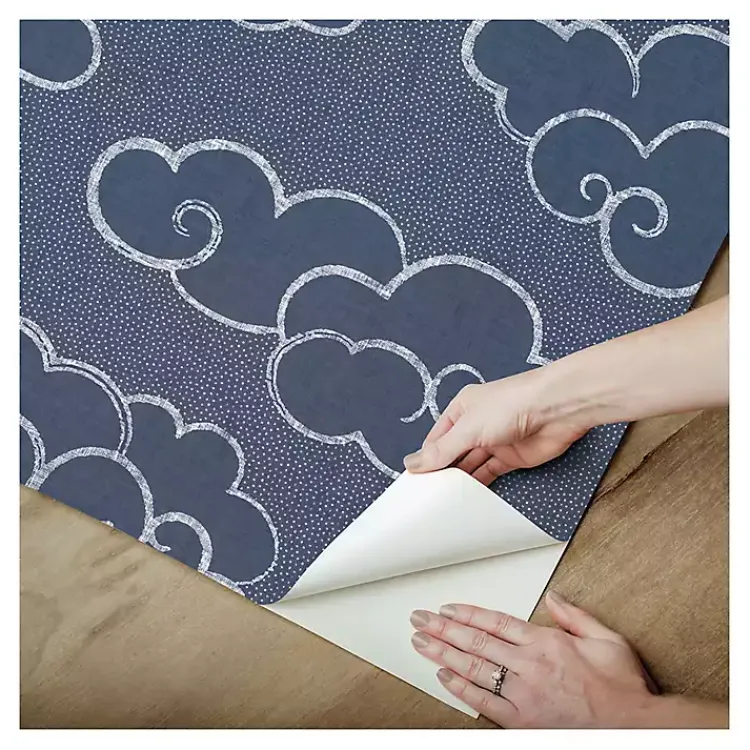 Kirklands Home Wall Murals & Wallpaper|Navy Cloudy Skies Peel & Stick Wallpaper Blue