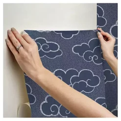 Kirklands Home Wall Murals & Wallpaper|Navy Cloudy Skies Peel & Stick Wallpaper Blue