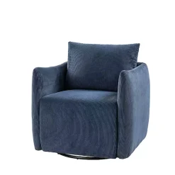 Kirklands Home Accent Chairs|Navy Corduroy Swivel Accent Chair Blue