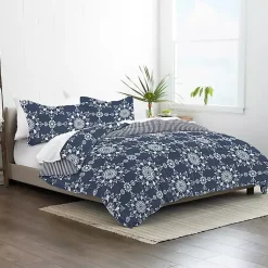 Kirklands Home Comforters|Navy Daisy Medallion Queen 3-pc. Comforter Set Blue