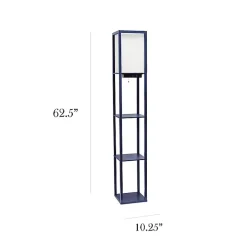 Kirklands Home Floor Lamps|Navy Etagere Shelf Charging Floor Lamp Blue