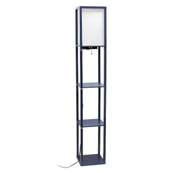 Kirklands Home Floor Lamps|Navy Etagere Shelf Charging Floor Lamp Blue