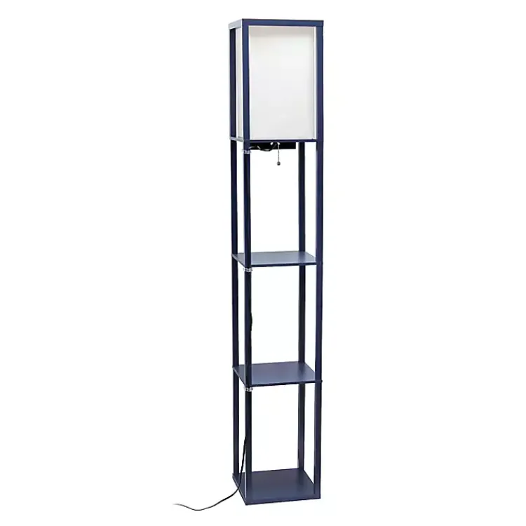 Kirklands Home Floor Lamps|Navy Etagere Shelf Charging Floor Lamp Blue