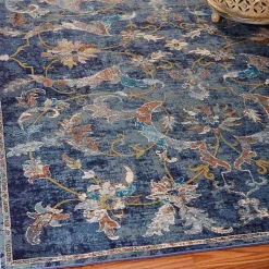 Kirklands Home Area Rugs|Navy Faded Floral Area Rug, 2x9
