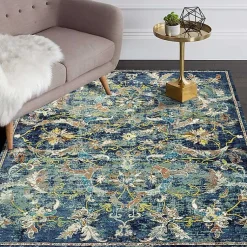 Kirklands Home Area Rugs|Navy Faded Floral Area Rug, 5x8