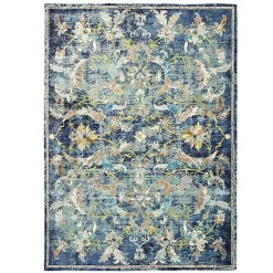 Kirklands Home Area Rugs|Navy Faded Floral Area Rug, 8x10