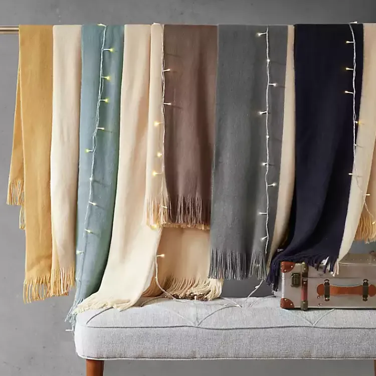 Navy Faux Cashmere Color Block Throw Blanket Blankets & Throws