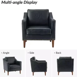 Kirklands Home Accent Chairs|Navy Faux Leather Bonita Accent Chair Blue