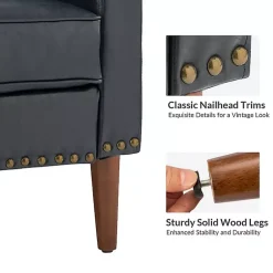 Kirklands Home Accent Chairs|Navy Faux Leather Bonita Accent Chair Blue