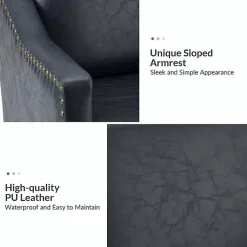 Kirklands Home Accent Chairs|Navy Faux Leather Bonita Accent Chair Blue