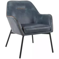 Kirklands Home Accent Chairs|Navy Faux Leather Scoop Accent Chair Blue