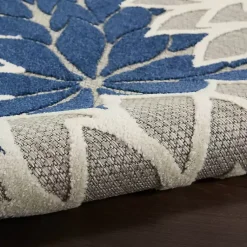 Kirklands Home Outdoor Rugs|Navy Floral Burst Outdoor Area Rug, 5x7