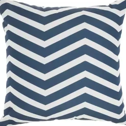 Kirklands Home Outdoor Cushions & Pillows|Navy Floral Chevron Outdoor Throw Pillow Blue