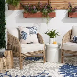 Kirklands Home Outdoor Cushions & Pillows|Navy Floral Chevron Outdoor Throw Pillow Blue