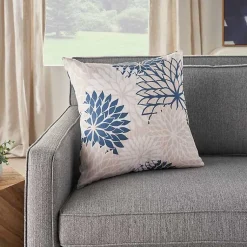 Kirklands Home Outdoor Cushions & Pillows|Navy Floral Chevron Outdoor Throw Pillow Blue