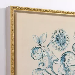 Kirklands Home Canvas Art|Navy Floral Framed Canvas Art Prints, Set of 3