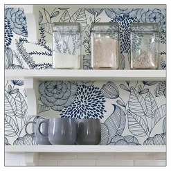 Kirklands Home Wall Murals & Wallpaper|Navy Floral Garden Peel & Stick Wallpaper Blue