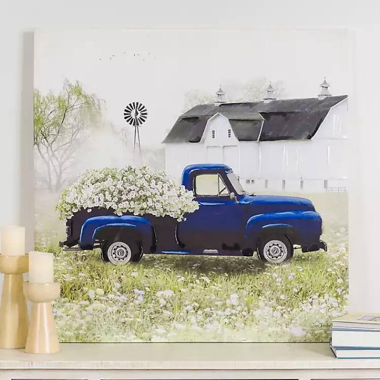 Kirklands Home Canvas Art|Navy Floral Pickup Truck Canvas Art Print