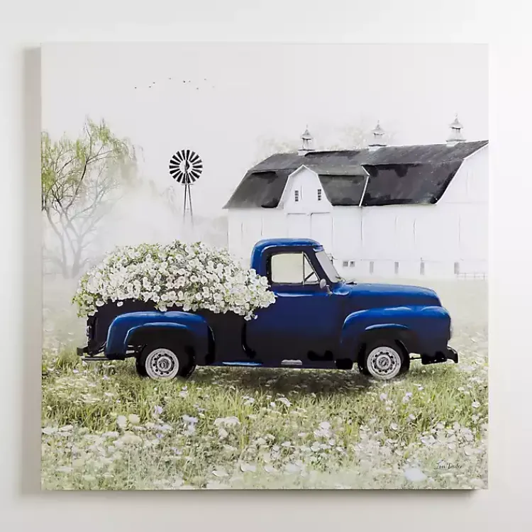 Kirklands Home Canvas Art|Navy Floral Pickup Truck Canvas Art Print