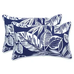 Kirklands Home Outdoor Cushions & Pillows|Navy Foliage 2-pc. Outdoor Lumbar Pillows, 18 in.