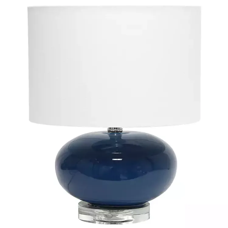 Kirklands Home Table Lamps|Navy Glass Short Oval Table Lamp Blue
