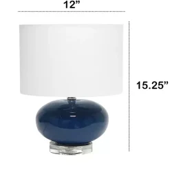 Kirklands Home Table Lamps|Navy Glass Short Oval Table Lamp Blue