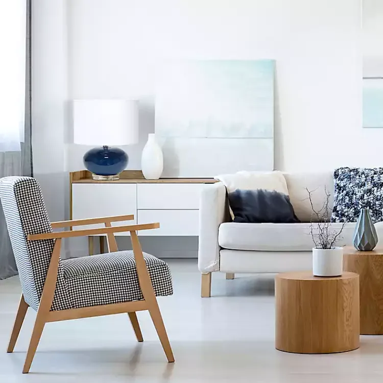 Kirklands Home Table Lamps|Navy Glass Short Oval Table Lamp Blue